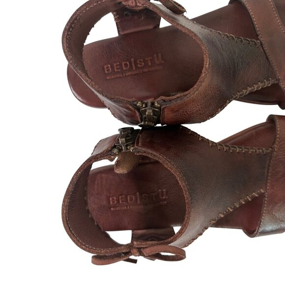 Bed|Stü Women' s Nina Leather Brown Gladiator Flat Sandals Size 6.5 - Picture 7 of 15